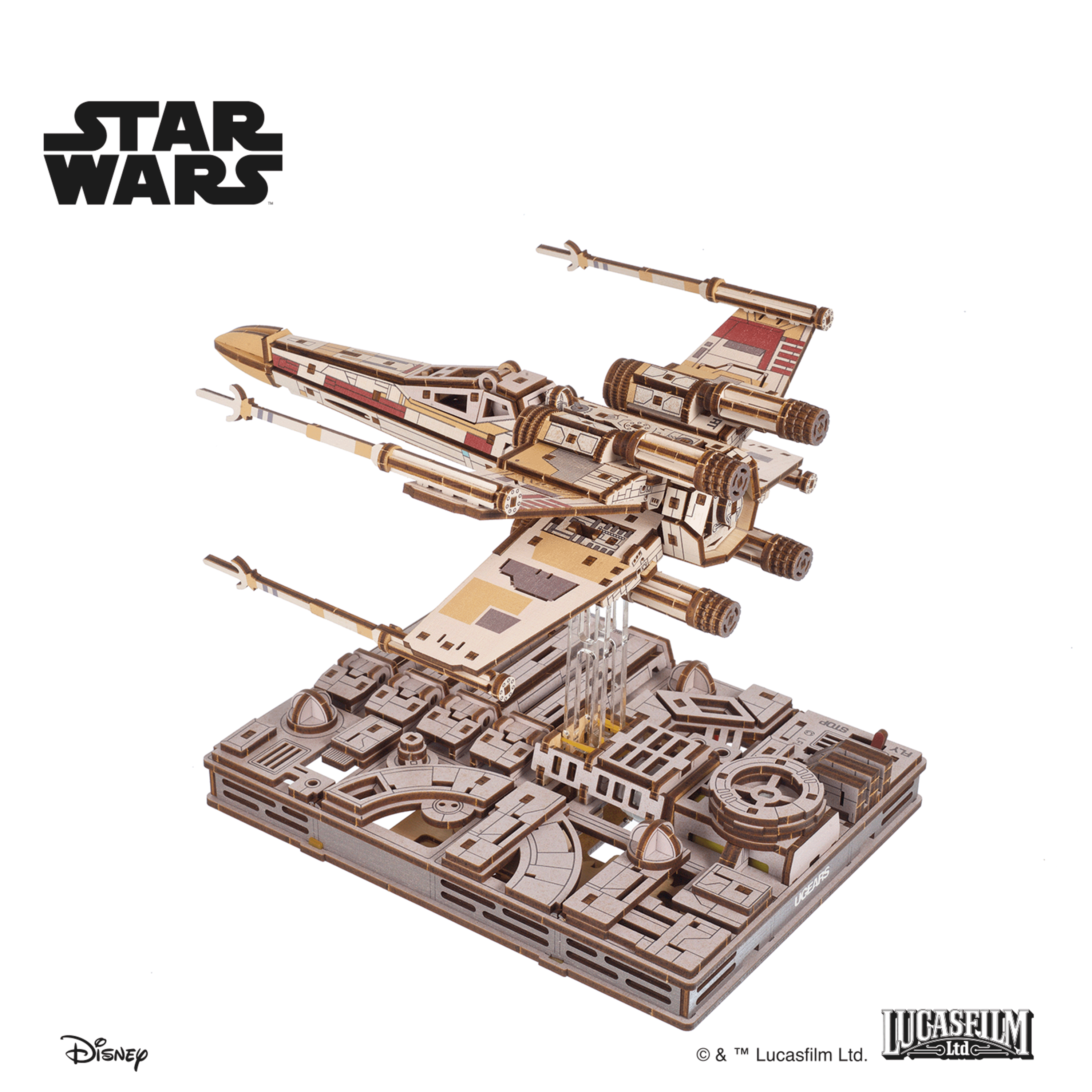 ugears-luke-skywalker-s-x-wing-starfighter-maquette-m-canique-en-bois-3d image 3