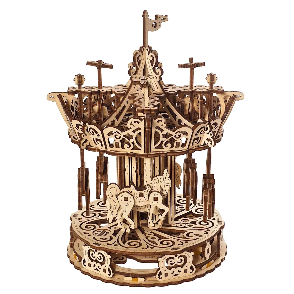 ugears-carousel-puzzle-3d-m-canique-man-ge-en-bois image 1