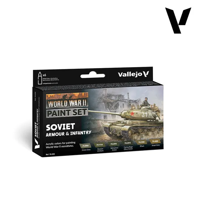 vallejo-model-color-set-6-x-18-ml-uniformes-et-v-hicules-sovi-tiques-wwii image 1