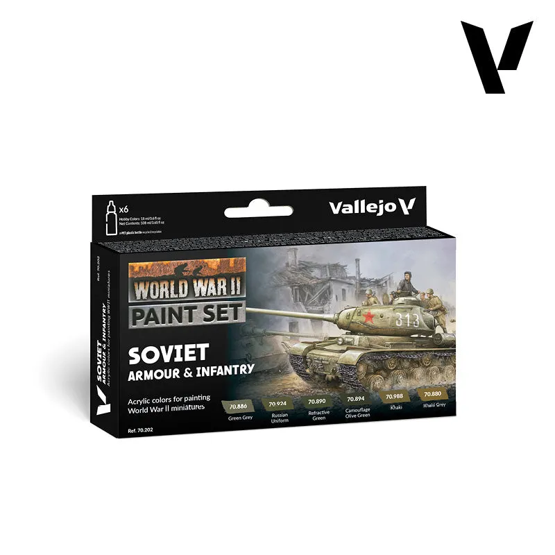 vallejo-model-color-set-6-x-18-ml-uniformes-et-v-hicules-sovi-tiques-wwii image 1