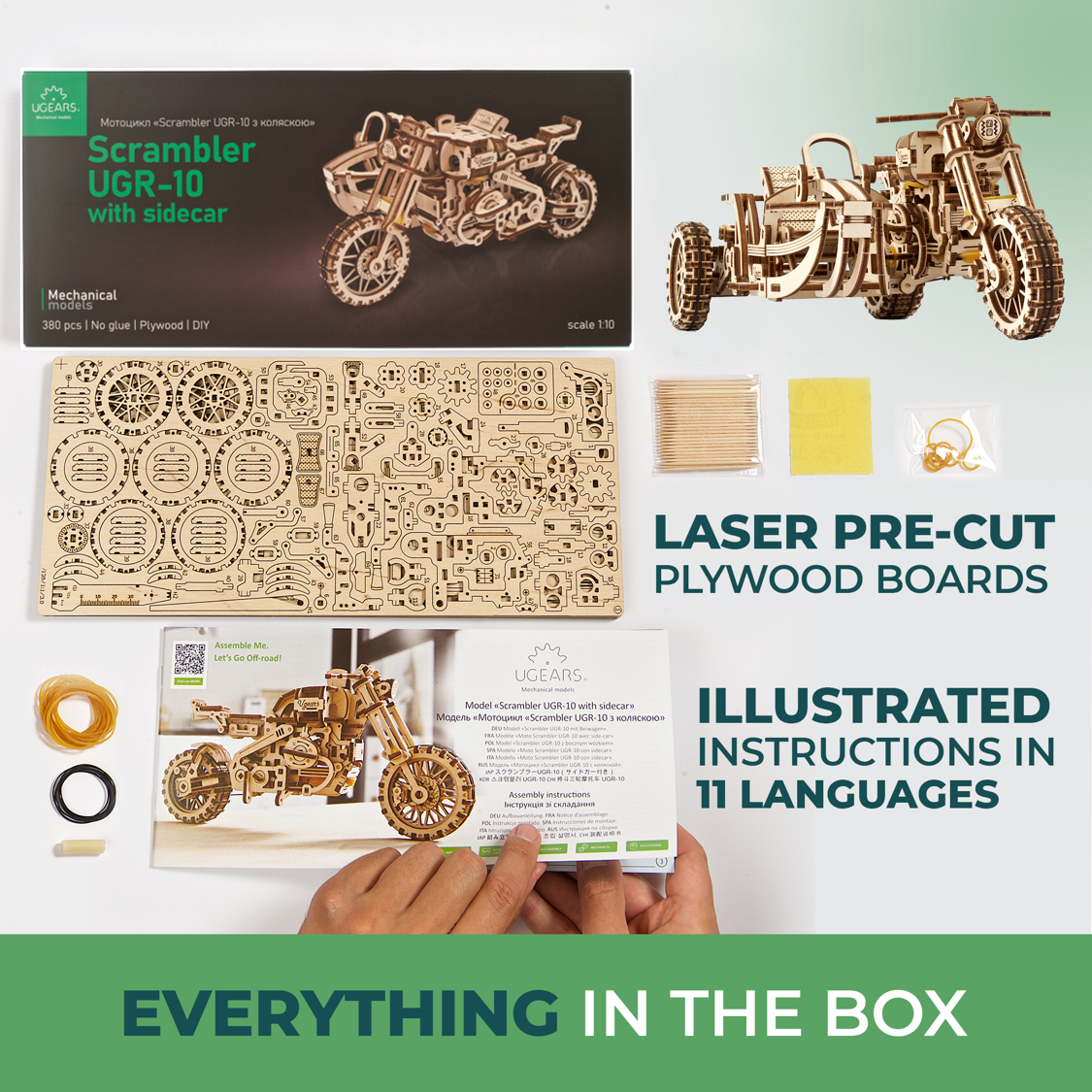 ugears-scrambler-ugr-10-motor-bike-with-sidecar-maquette-moto-bois image 6