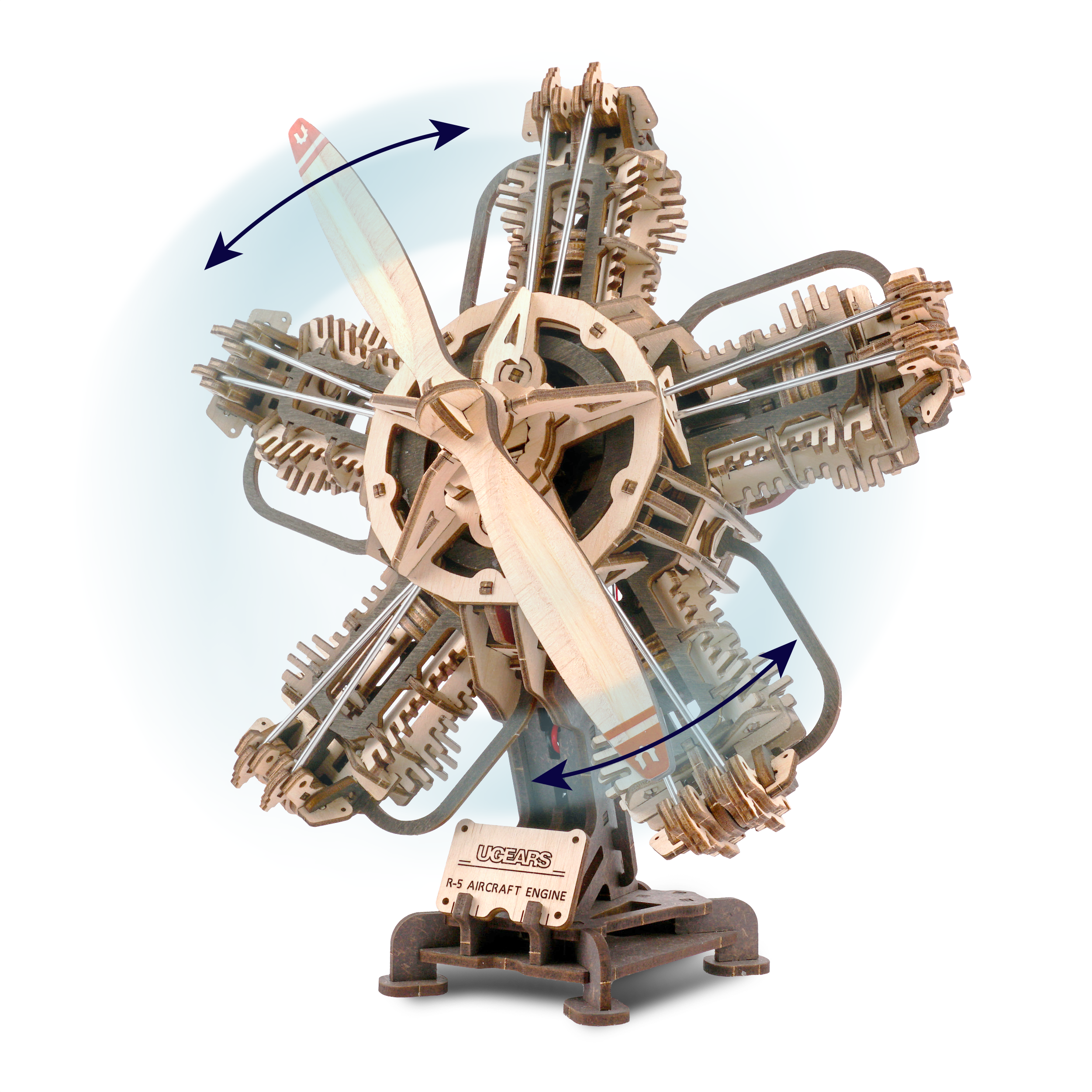 ugears-r-5-aircraft-engine-maquette-bois-moteur-d-avion-radial-5-cylindres image 2