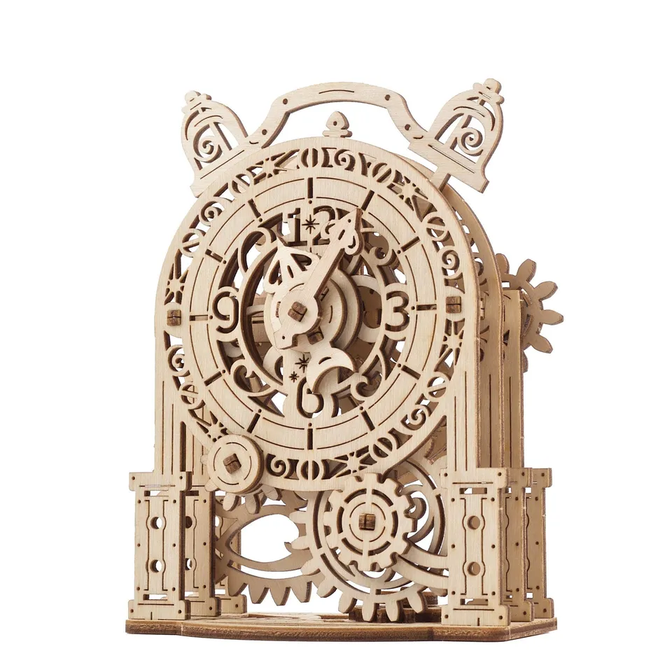 ugears-vintage-alarm-clock-r-veil-m-canique-en-bois image 1