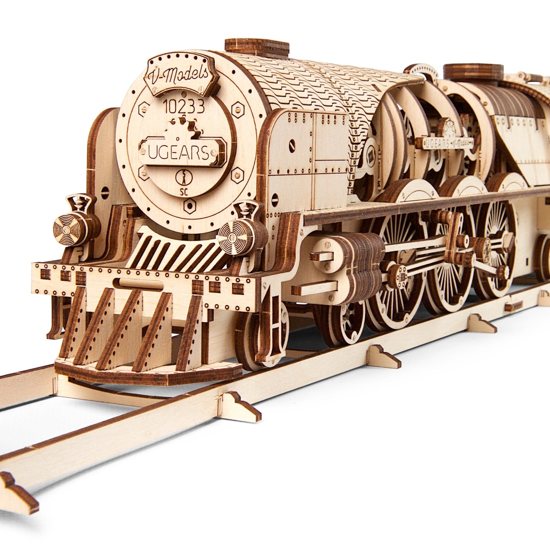 ugears-v-express-steam-train-with-tender-maquette-m-canique-bois image 1
