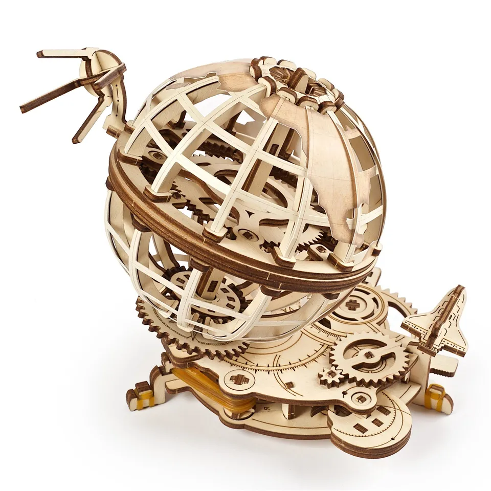 ugears-globus-maquette-m-canique-en-bois-globe-terrestre-rotatif image 1