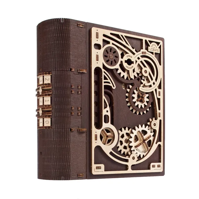 ugears-book-of-secrets-maquette-m-canique-en-bois-coffre-fort-livre-assembler image 1