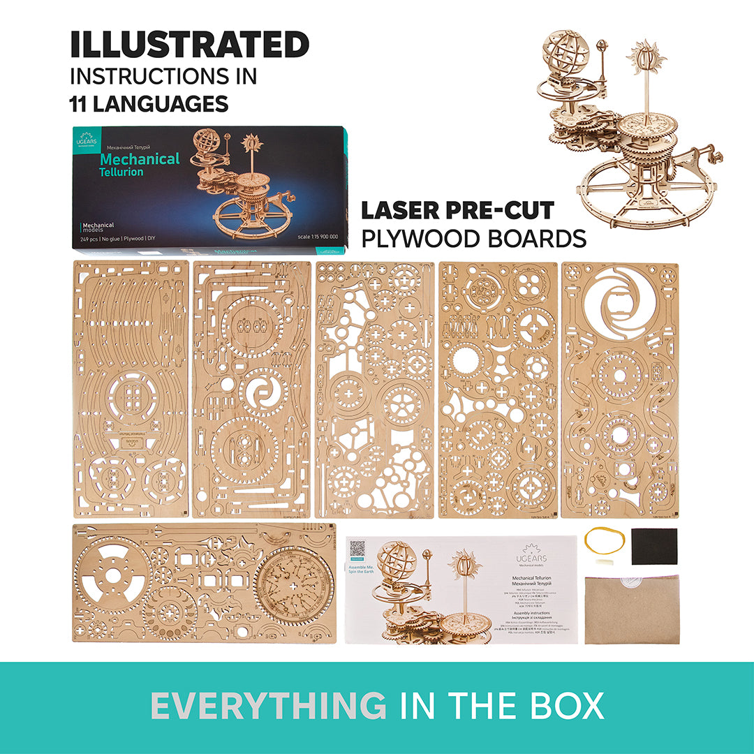 ugears-mechanical-tellurion-maquette-m-canique-en-bois-soleil-terre-lune image 6