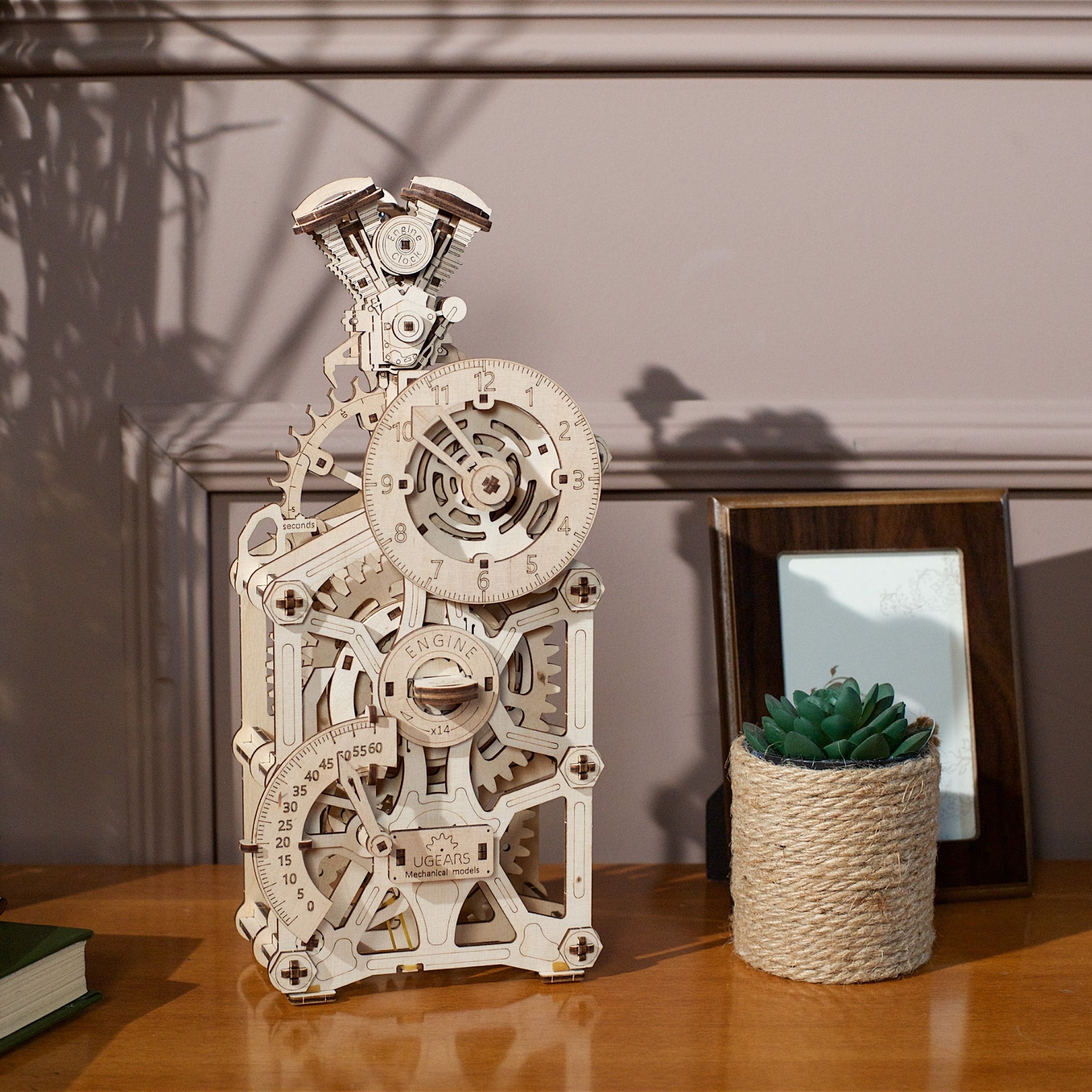 ugears-engine-clock-horloge-m-canique-bois-moteur-construire image 8