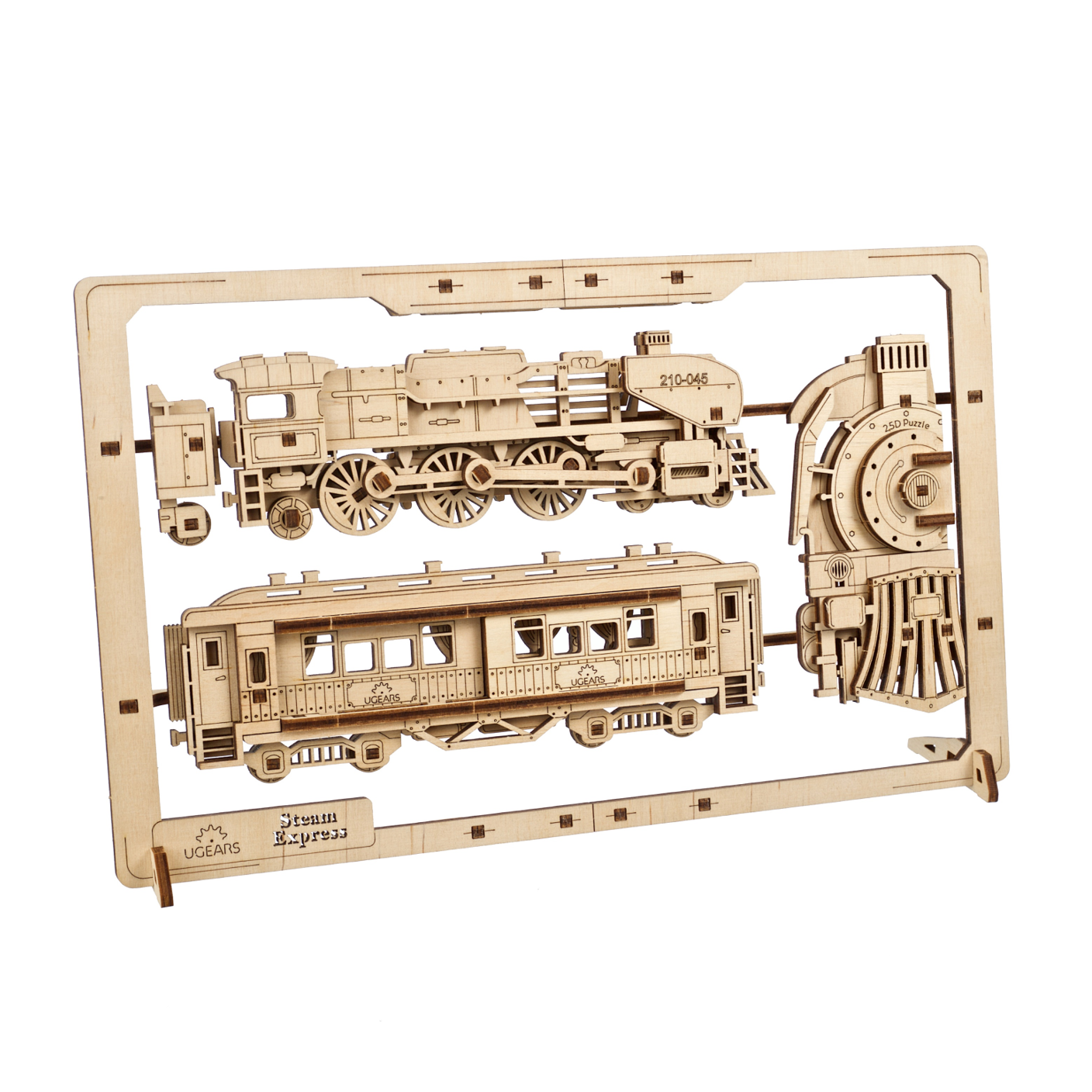 ugears-steam-express-2-5d-puzzle-tableau-bois-train-vapeur-m-canique image 2