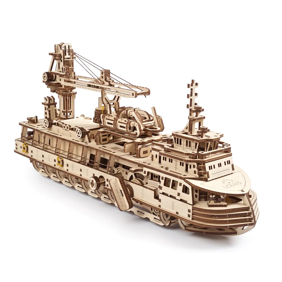 ugears-research-vessel-maquette-bateau-bois-m-canique-construire image 1