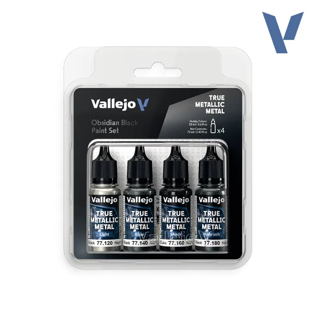 vallejo-true-metallic-metal-set-noir-obsidienne-4-x-18-ml-peinture-m-tallique-fi image 1