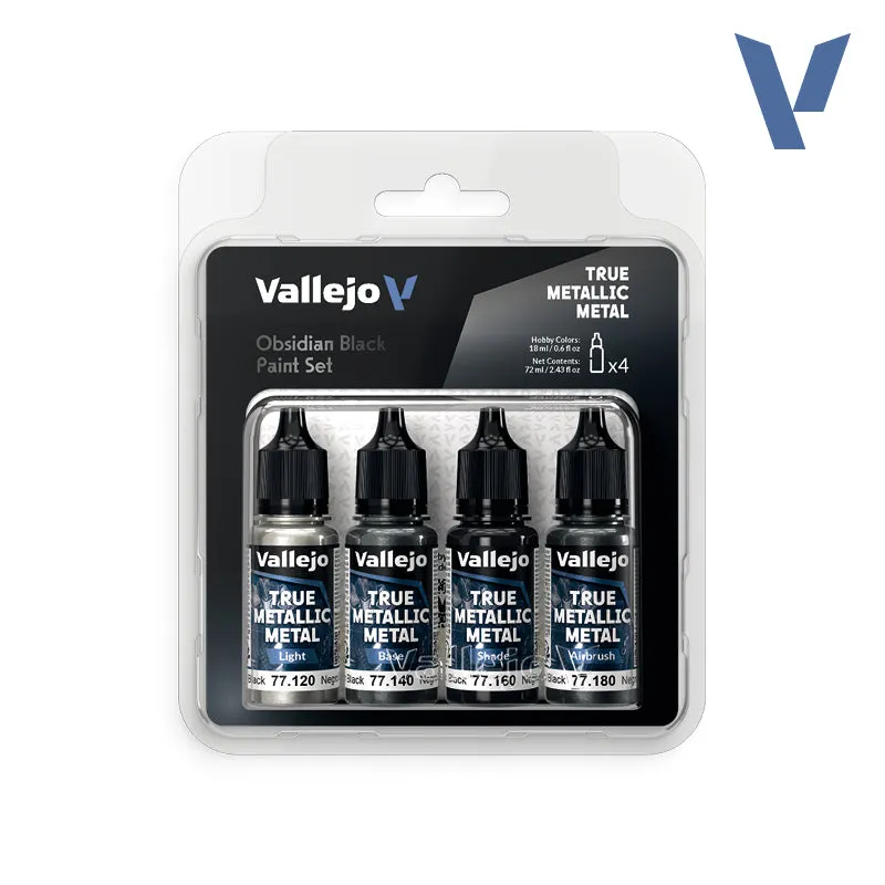 vallejo-true-metallic-metal-set-noir-obsidienne-4-x-18-ml-peinture-m-tallique-fi image 1