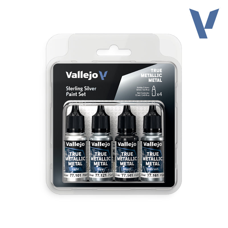 vallejo-set-sterling-silver-4-peintures-m-tal-true-metallic-pour-miniatures image 1