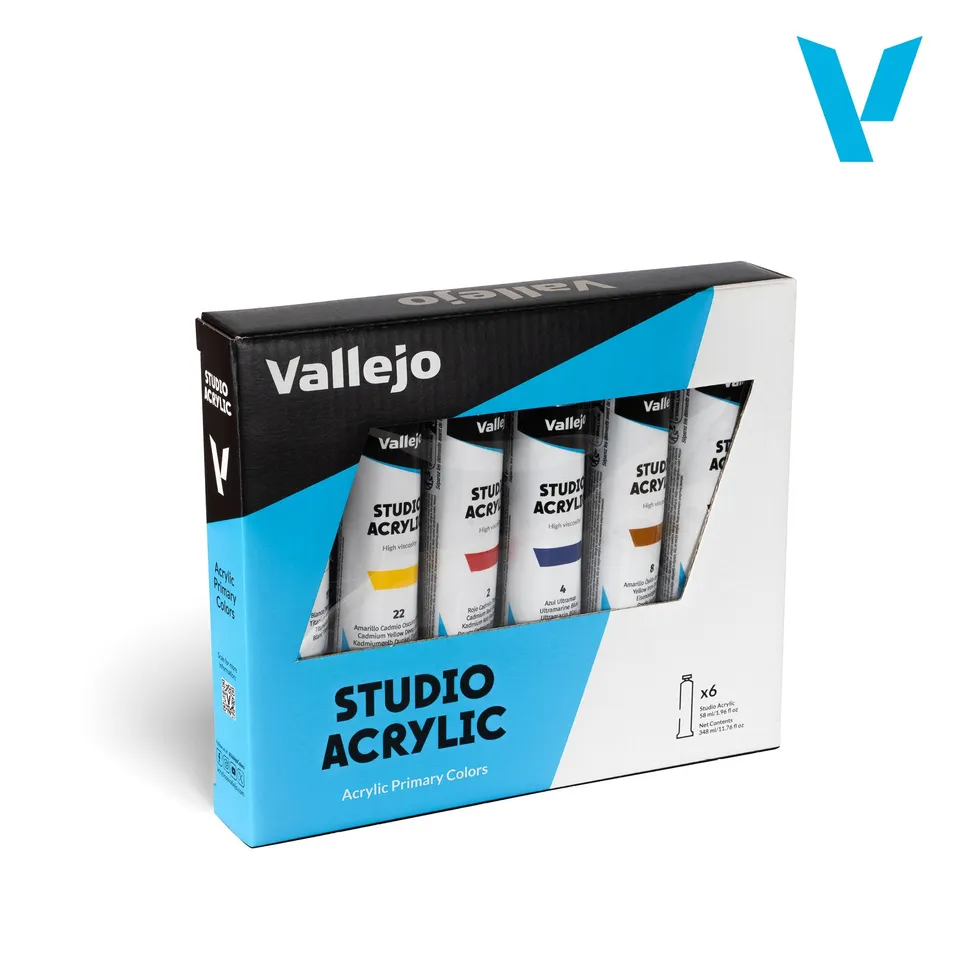 vallejo-studio-acrylic-set-6-couleurs-primaires-58-ml-belle-arti image 1