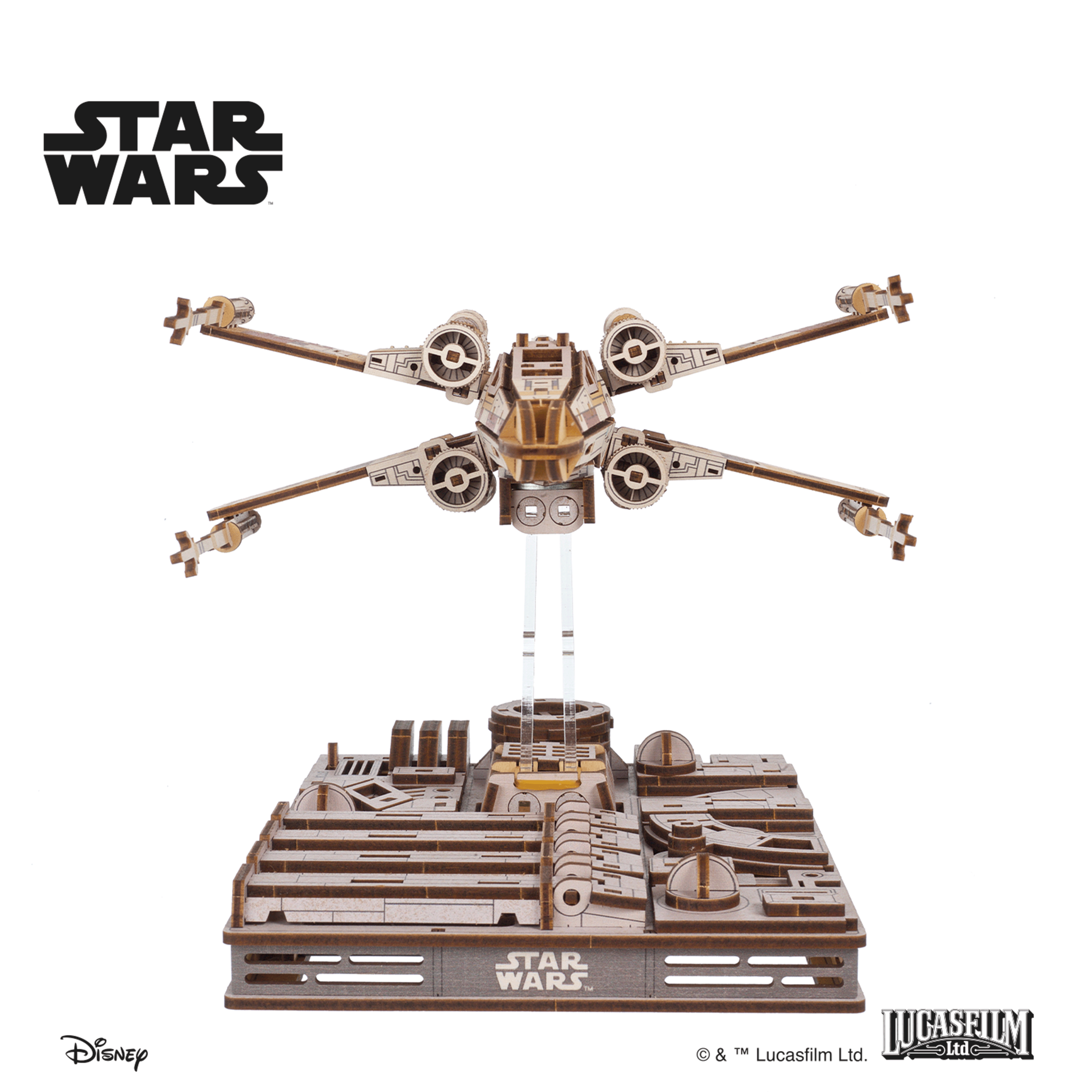 ugears-luke-skywalker-s-x-wing-starfighter-maquette-m-canique-en-bois-3d image 2