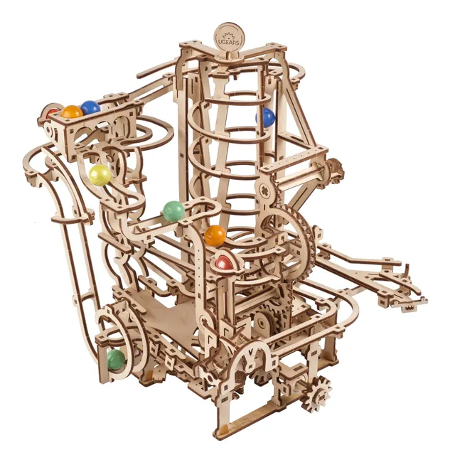 ugears-marble-run-spiral-hoist-circuit-de-billes-m-canique-en-bois image 1