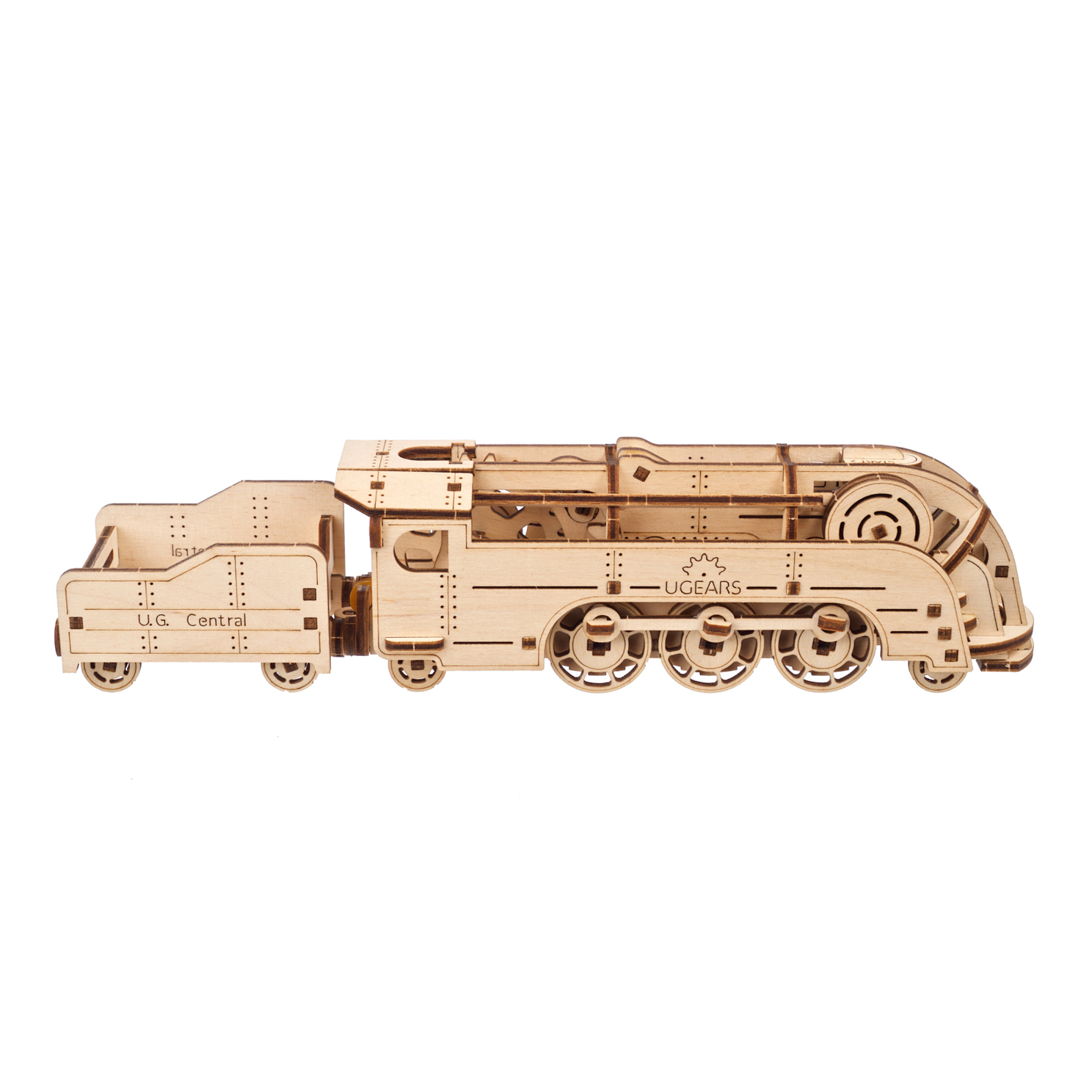 ugears-mini-locomotive-avec-tender-train-bois-m-canique-lastique image 2