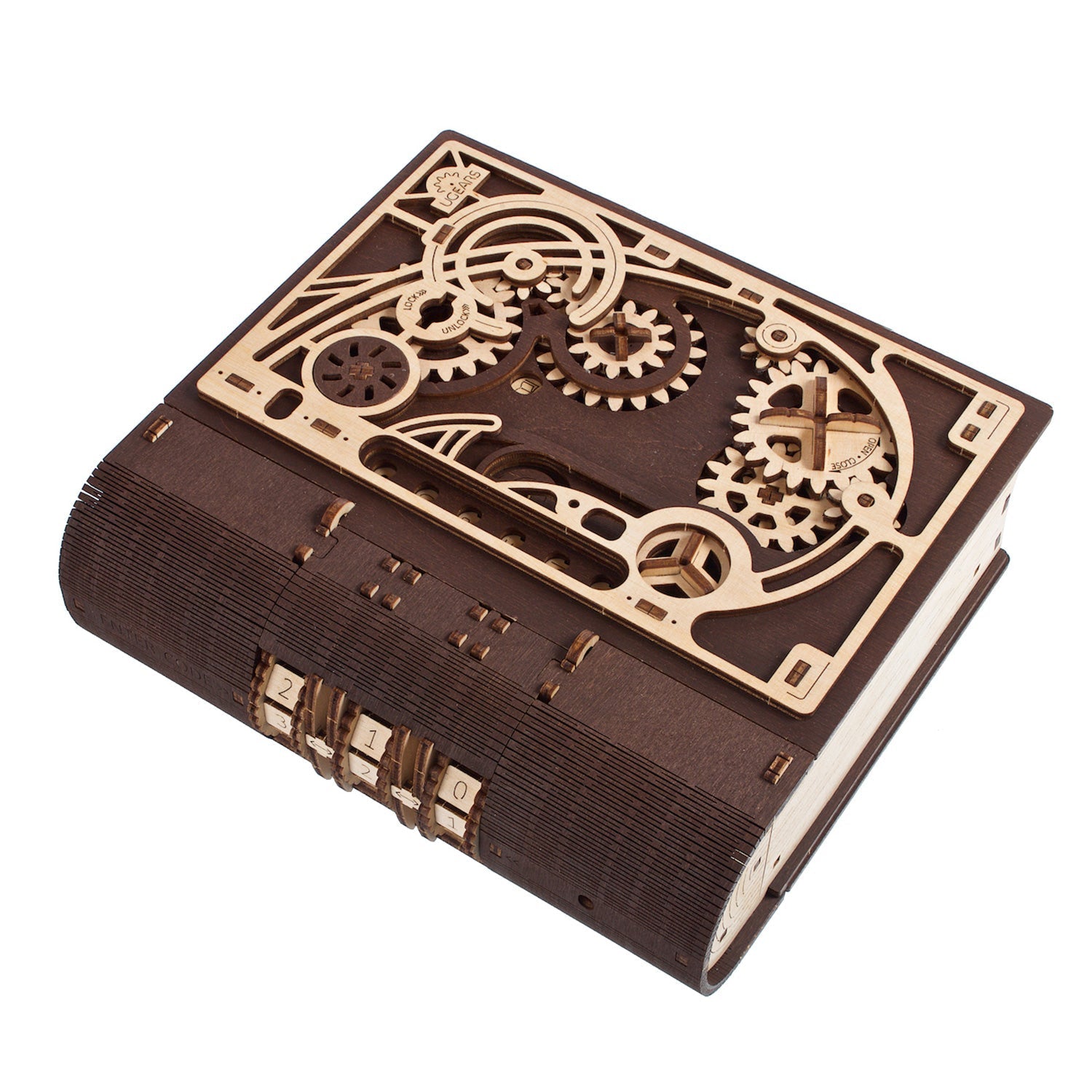 ugears-book-of-secrets-maquette-m-canique-en-bois-coffre-fort-livre-assembler image 3