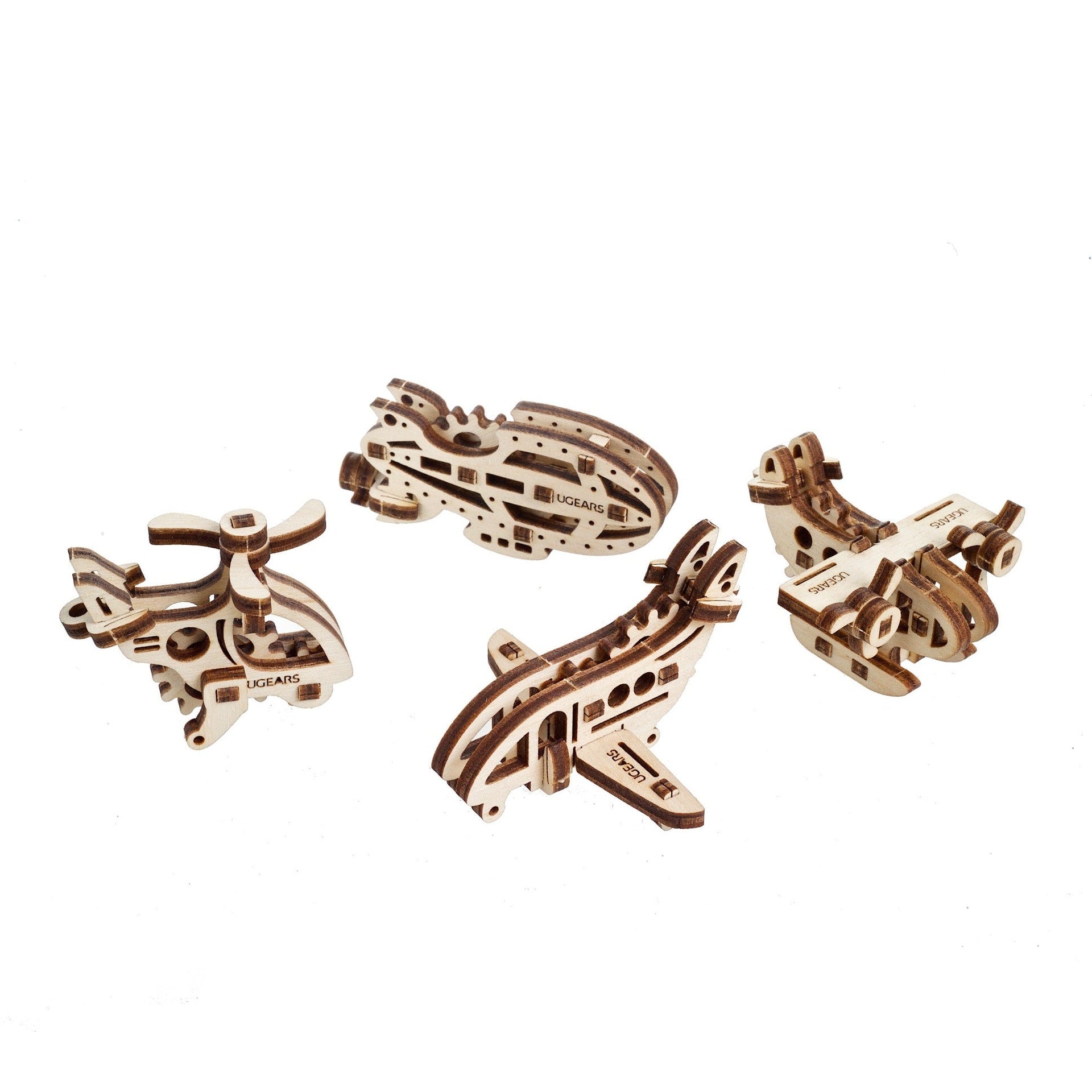 ugears-u-fidgets-aircraft-set-4-mini-maquettes-bois-avions image 1