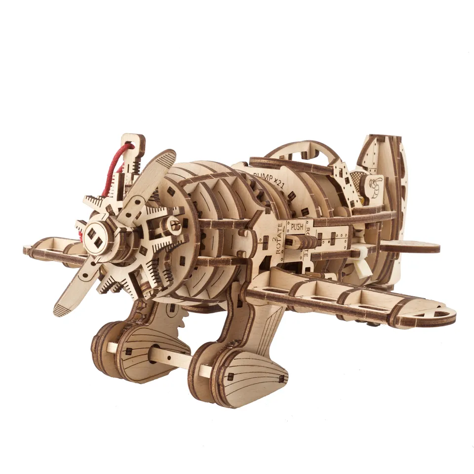 ugears-mad-hornet-airplane-maquette-avion-de-course-vintage-en-bois-remonter image 1