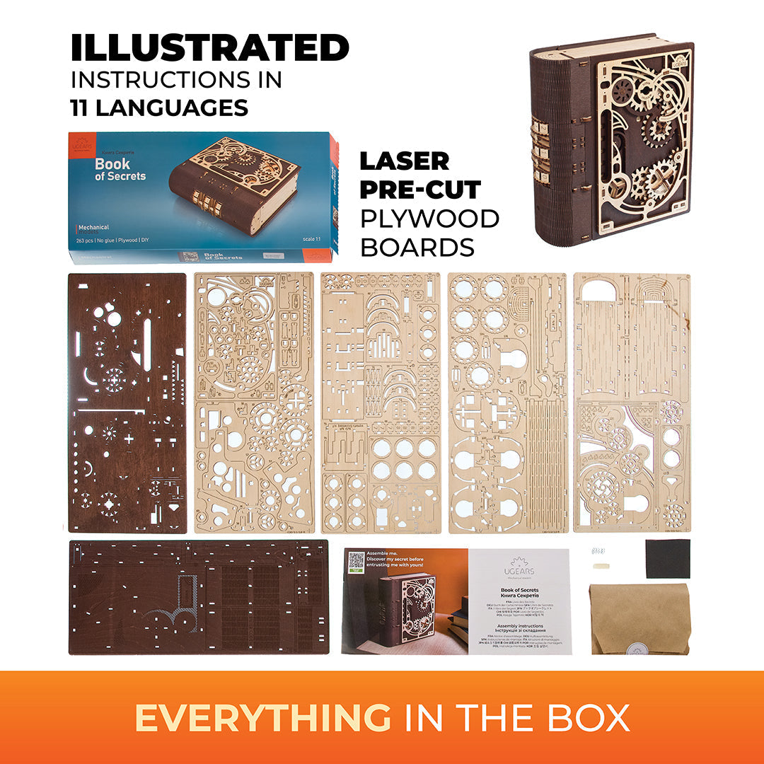 ugears-book-of-secrets-maquette-m-canique-en-bois-coffre-fort-livre-assembler image 6