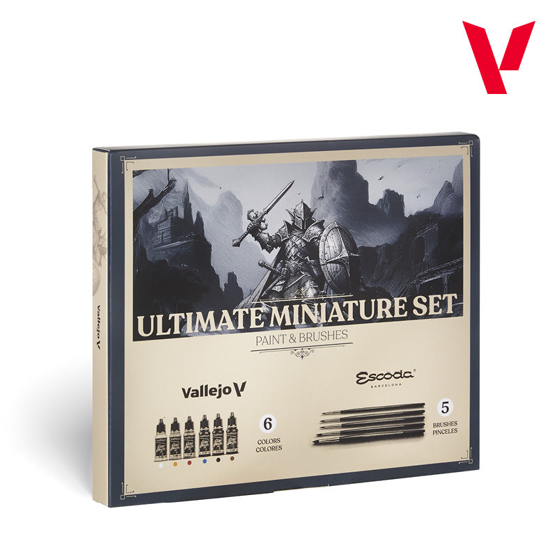 vallejo-x-escoda-ultimate-miniature-set-6-peintures-game-color-5-pinceaux image 1
