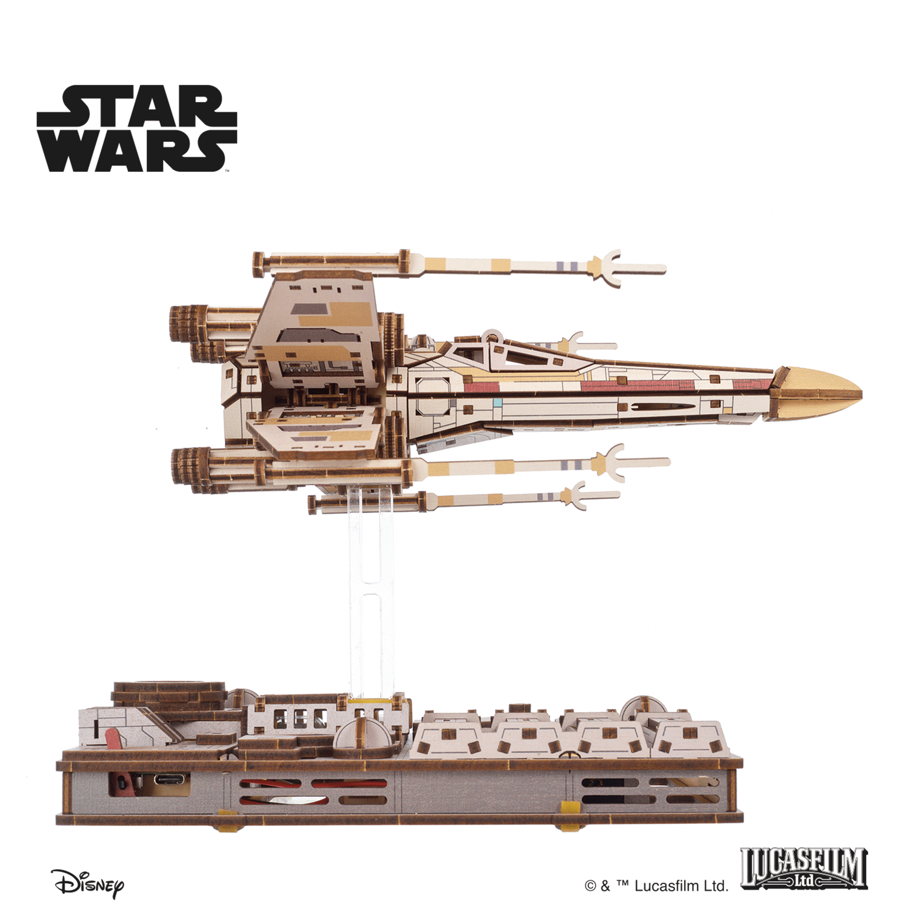 ugears-luke-skywalker-s-x-wing-starfighter-maquette-m-canique-en-bois-3d image 4