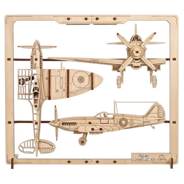 ugears-fighter-aircraft-2-5d-puzzle-spitfire-bois-encadrer image 1