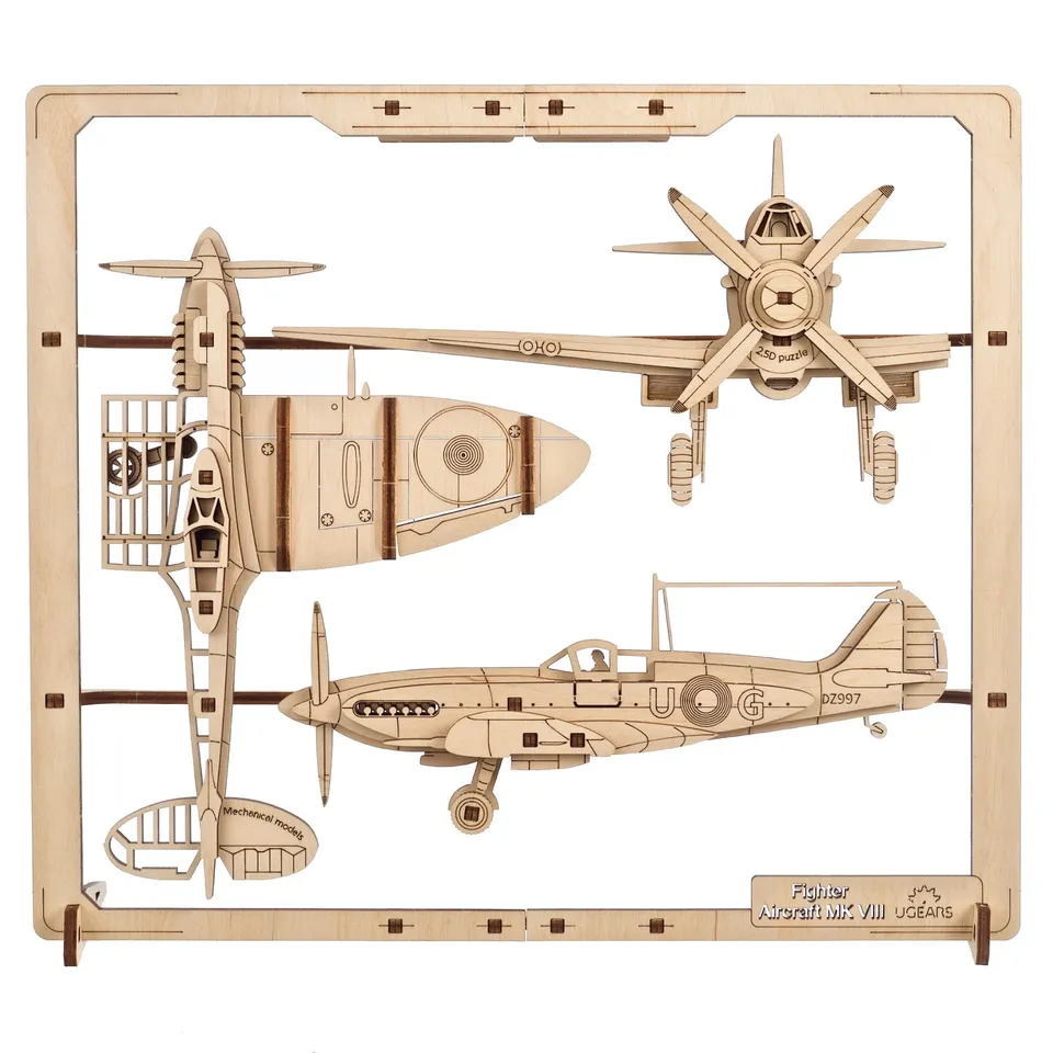ugears-fighter-aircraft-2-5d-puzzle-spitfire-bois-encadrer image 1