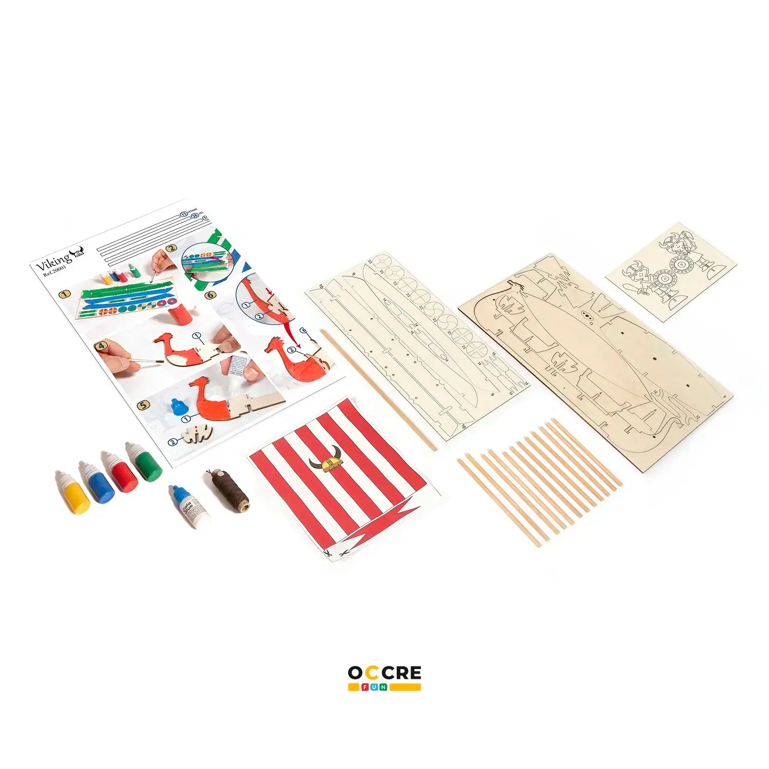 occre-fun-maquette-bateau-viking-pour-enfants-kit-cr-atif-bois-et-peinture image 4