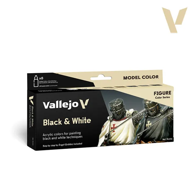 vallejo-set-8-couleurs-blanc-et-noir-par-angel-gir-ldez-model-color-18-ml image 1