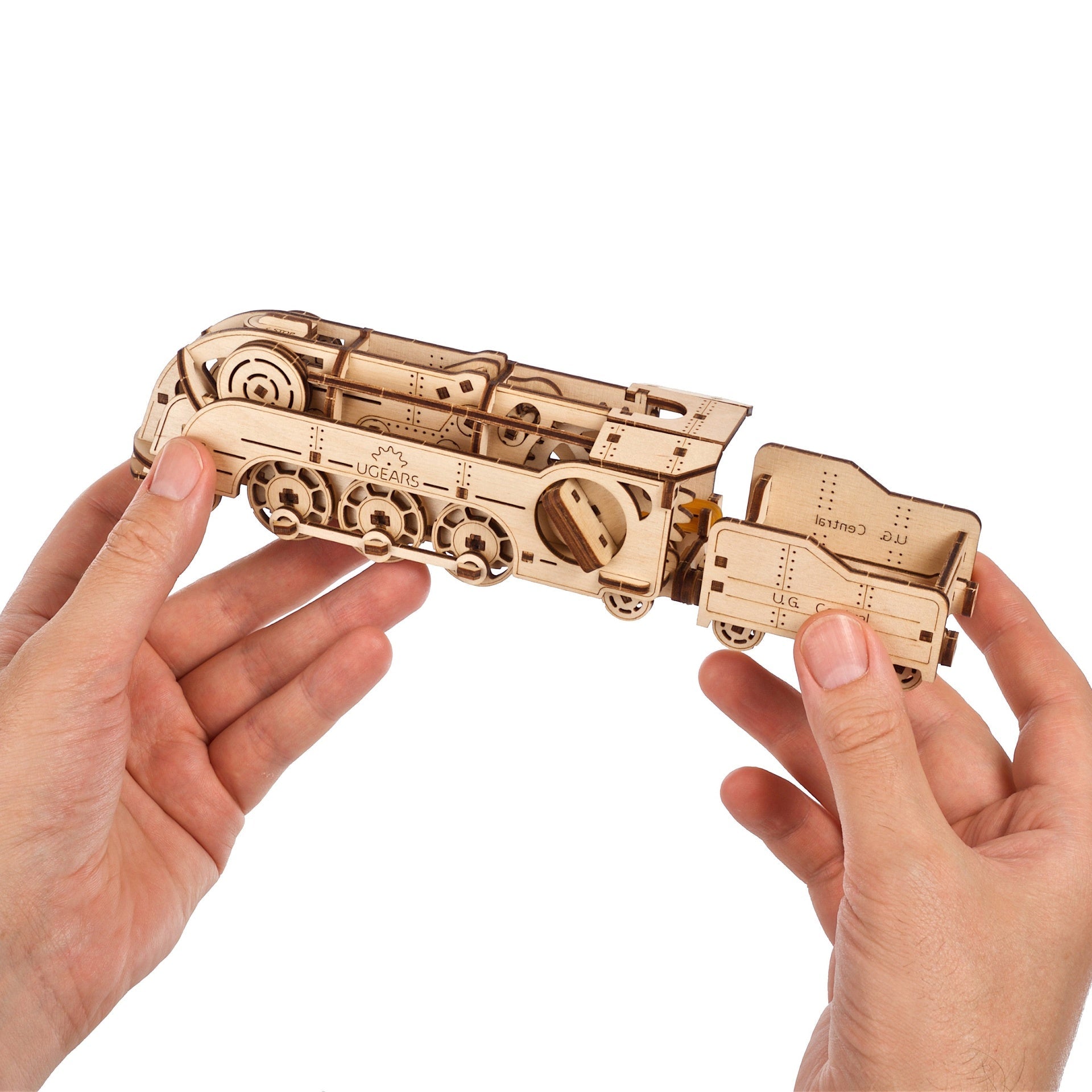 ugears-mini-locomotive-avec-tender-train-bois-m-canique-lastique image 4
