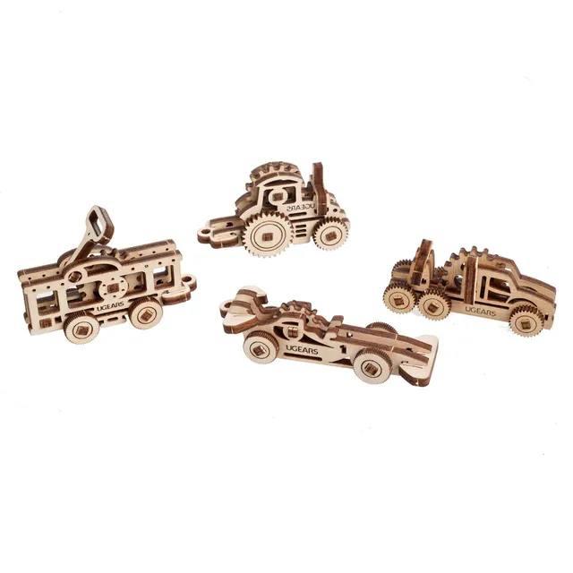 ugears-u-fidgets-vehicles-set-4-mini-v-hicules-bois-m-canique image 1