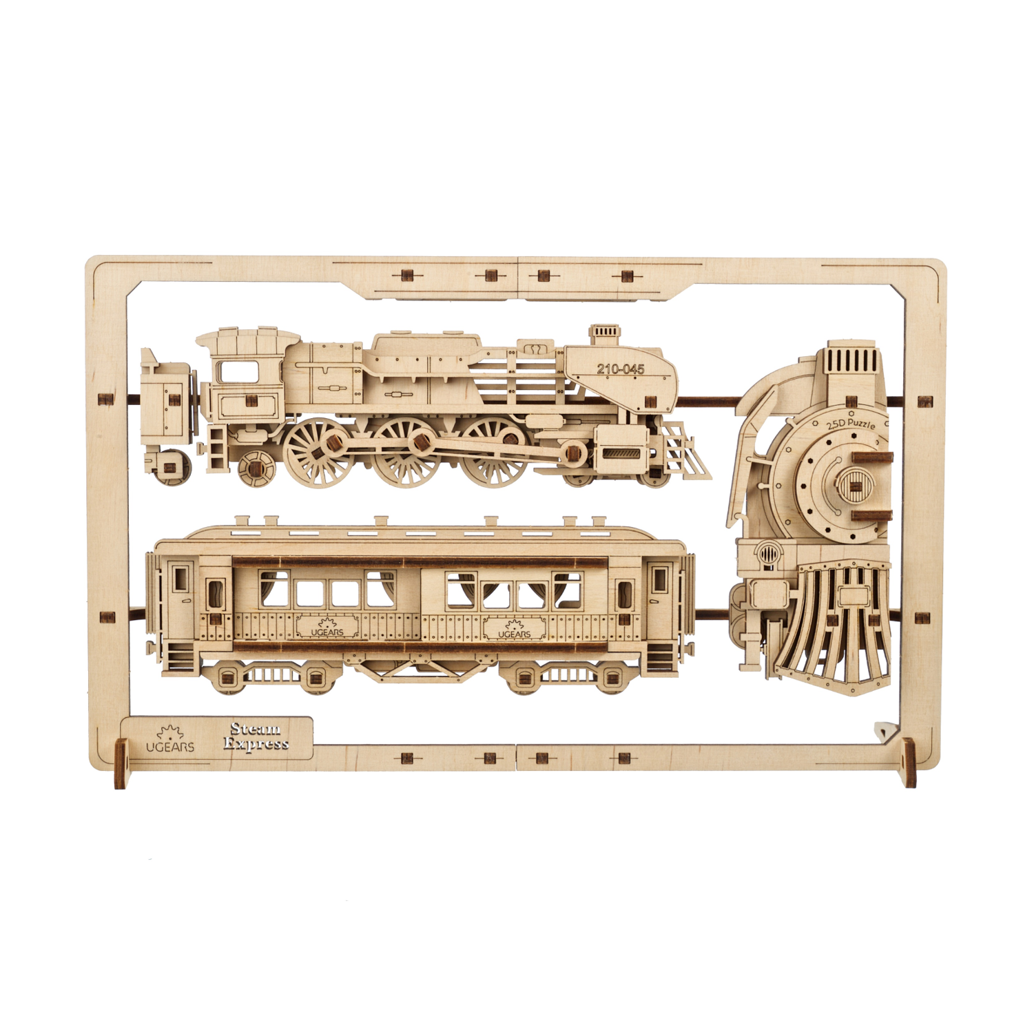 ugears-steam-express-2-5d-puzzle-tableau-bois-train-vapeur-m-canique image 1
