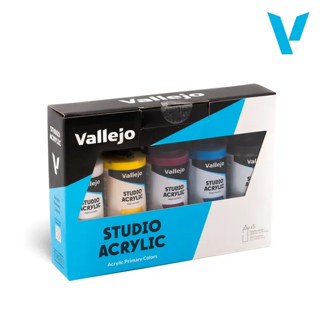 vallejo-studio-acrylic-set-5-couleurs-primaires-200-ml-beaux-arts image 1