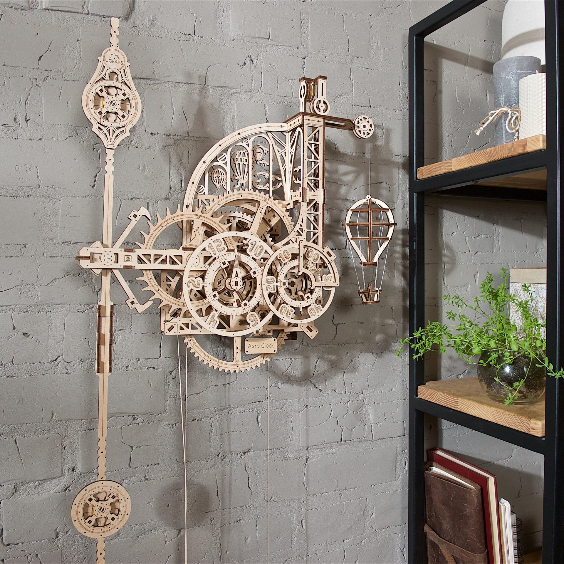 ugears-aero-clock-horloge-murale-m-canique-en-bois-construire-avec-pendule image 8