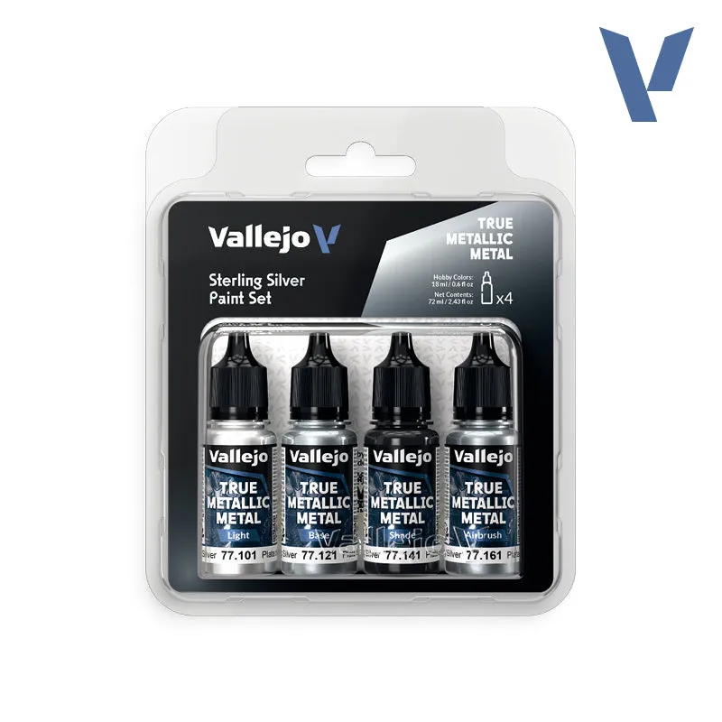 vallejo-set-sterling-silver-4-peintures-m-tal-true-metallic-pour-miniatures image 1