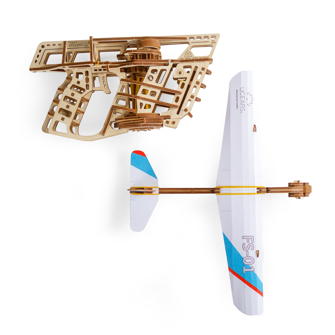 ugears-flight-starter-catapulte-m-canique-bois-3-avions image 3