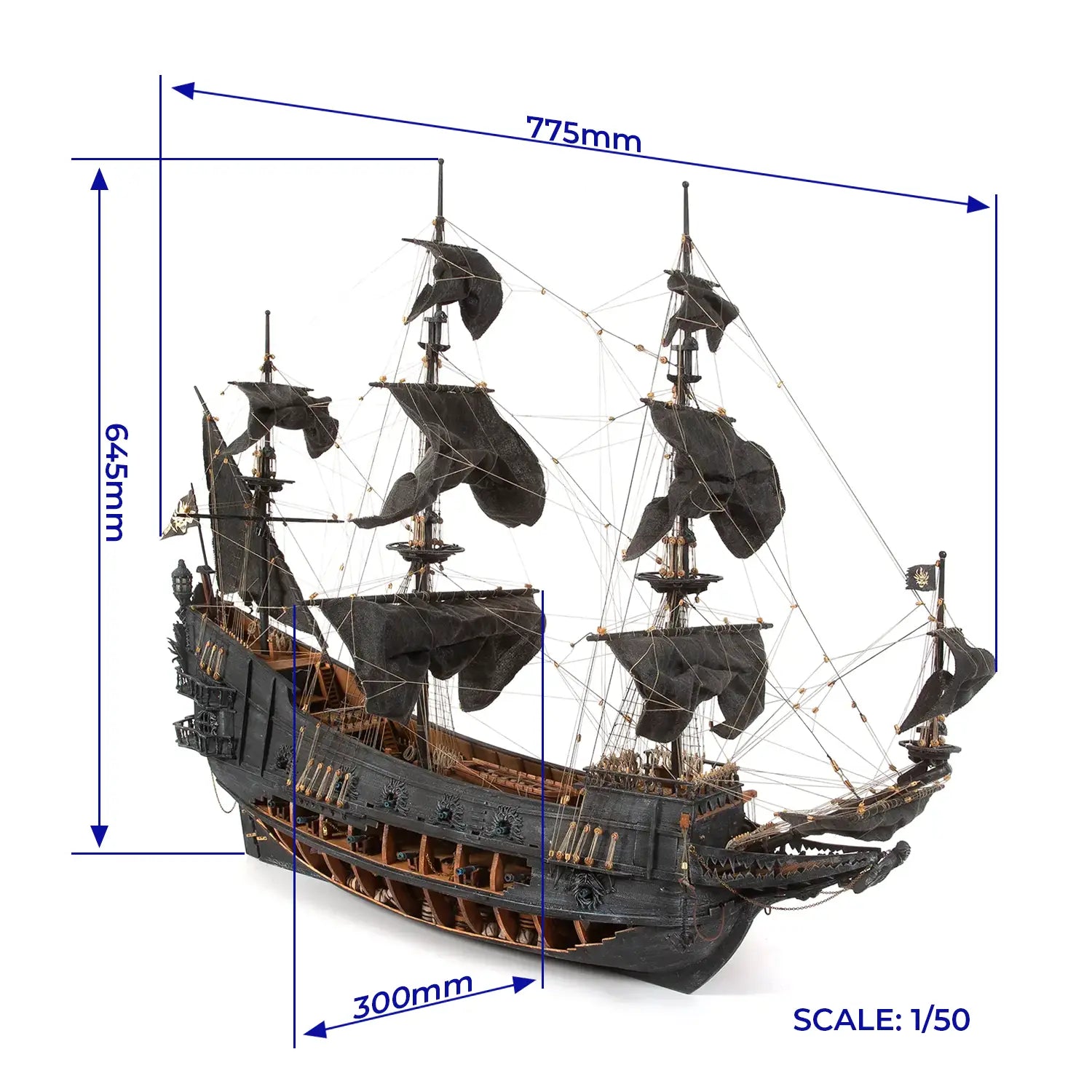occre-hollandais-volant-kit-maquette-bateau-bois-500-pi-ces-avec-voiles-et-socle image 3