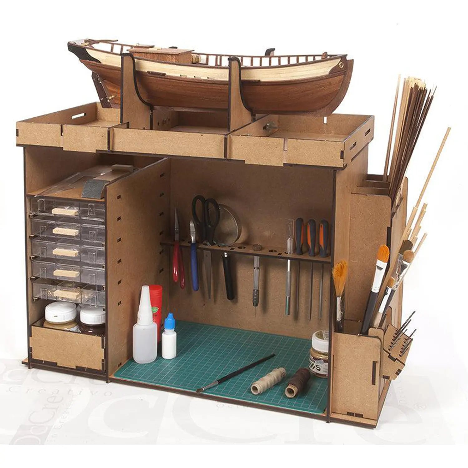 occre-atelier-mobile-organizer-kit-bois-monter-avec-tiroirs image 3