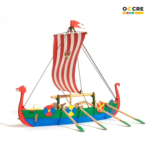 occre-fun-maquette-bateau-viking-pour-enfants-kit-cr-atif-bois-et-peinture image 1
