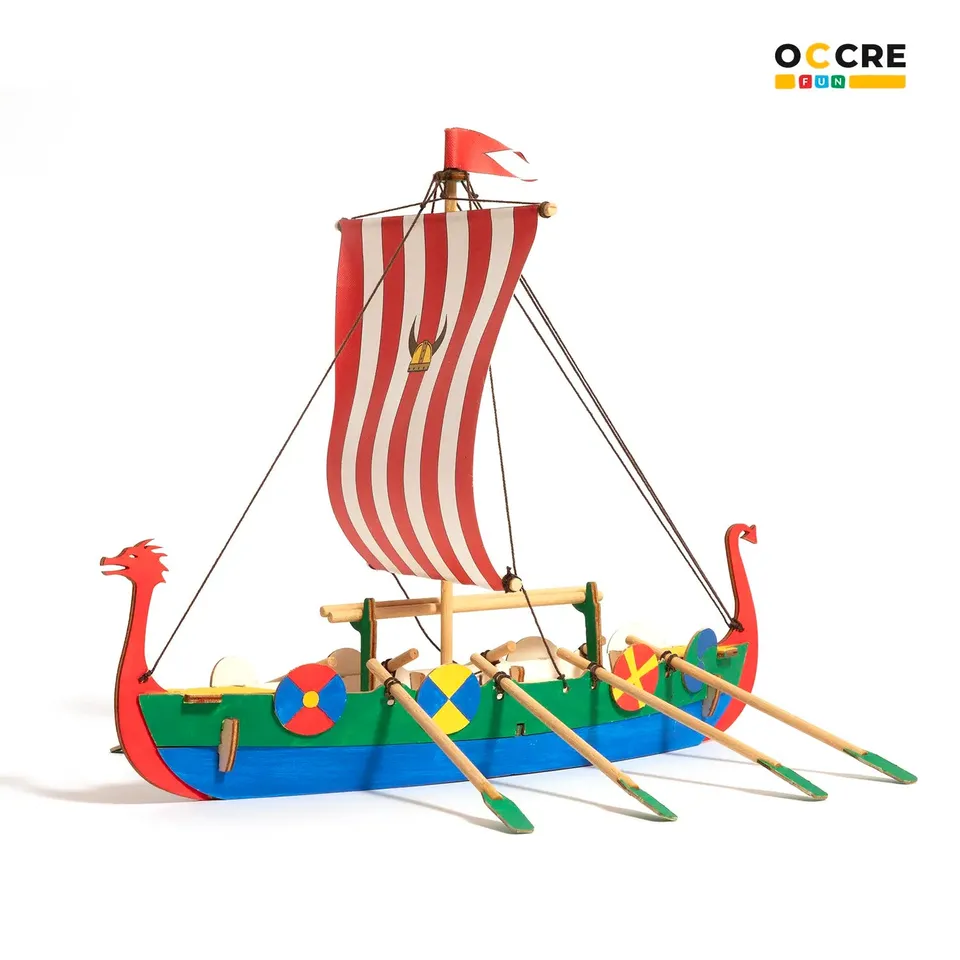 occre-fun-maquette-bateau-viking-pour-enfants-kit-cr-atif-bois-et-peinture image 1