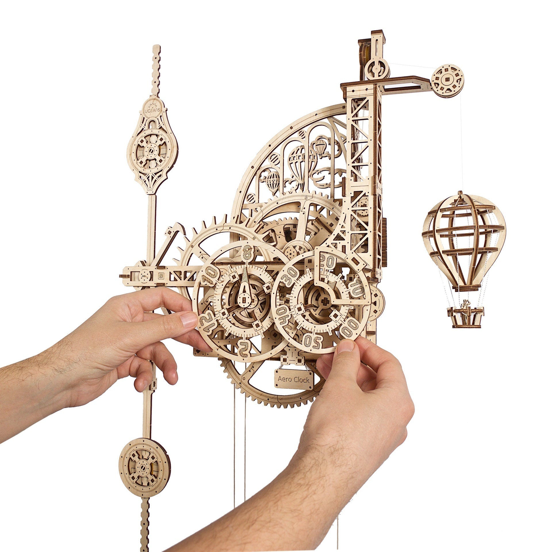 ugears-aero-clock-horloge-murale-m-canique-en-bois-construire-avec-pendule image 2