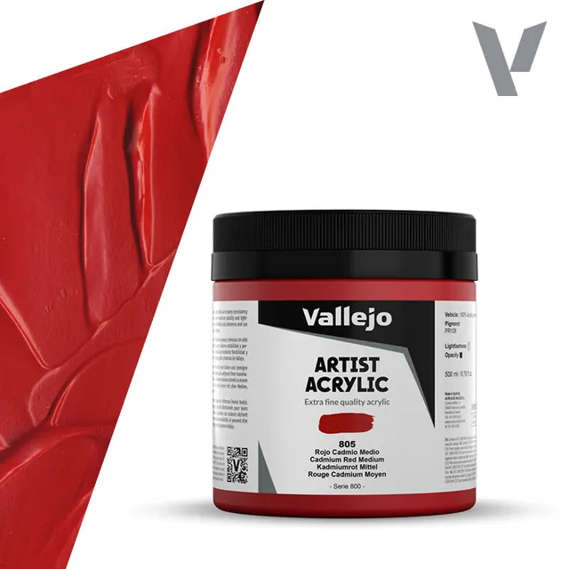 vallejo-peinture-acrylique-rouge-cadmium-moyen-500-ml-beaux-arts image 1