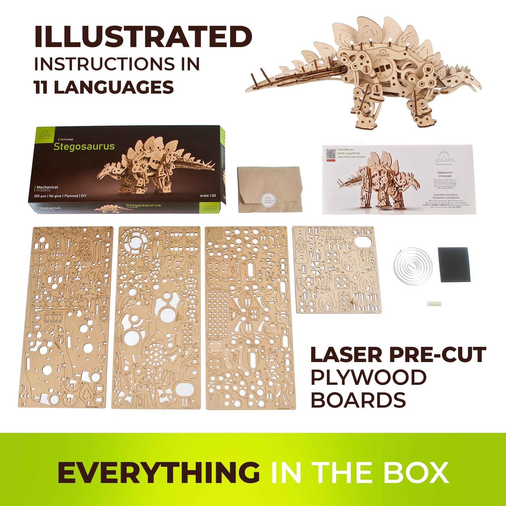 ugears-stegosaurus-dinosaure-m-canique-bois-automate image 6
