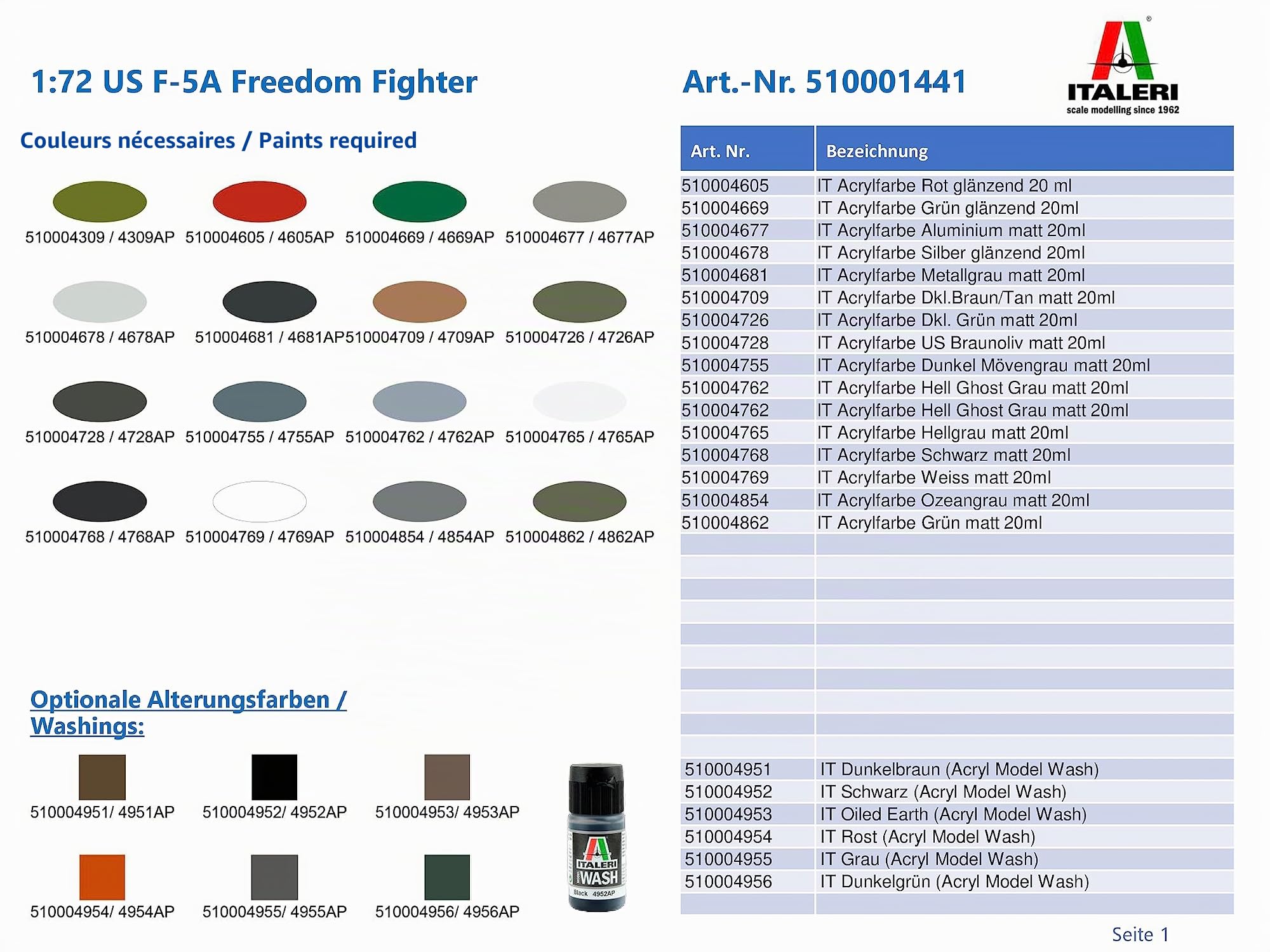 italeri-1441-f-5a-freedom-fighter-maquette-avion-1-72-multicolore image 5