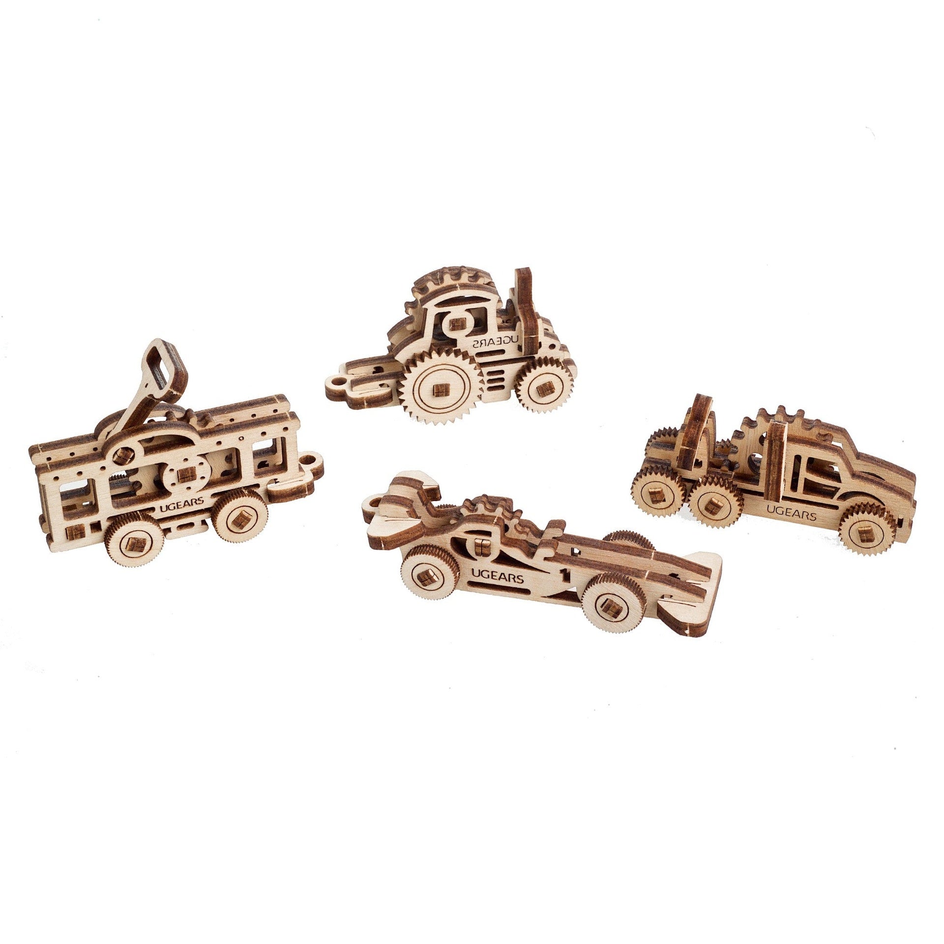 ugears-u-fidgets-vehicles-set-4-mini-v-hicules-bois-m-canique image 1