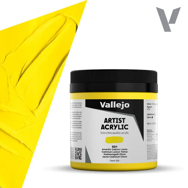 vallejo-acrylique-beaux-arts-jaune-cadmium-citron-500-ml-peinture-acrylique image 1