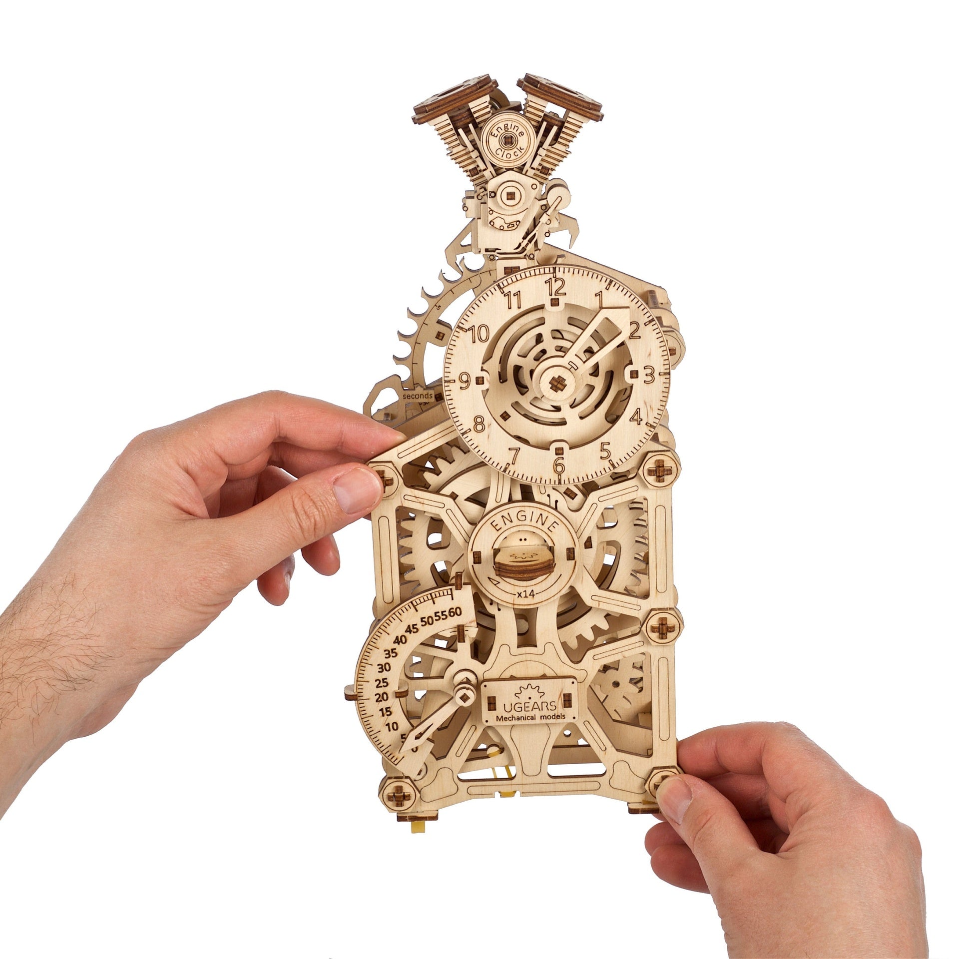 ugears-engine-clock-horloge-m-canique-bois-moteur-construire image 4