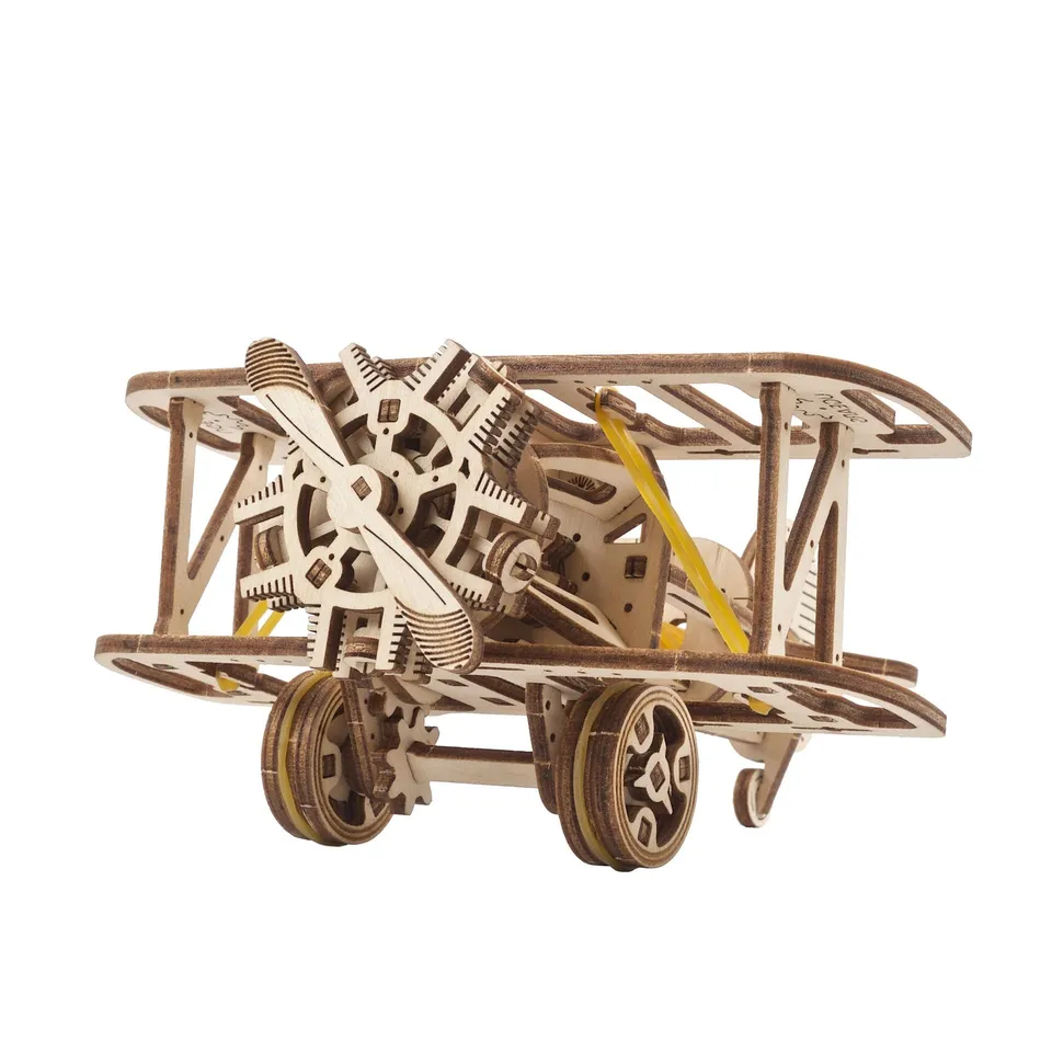 ugears-mini-biplane-maquette-bois-m-canique-u-mini image 1